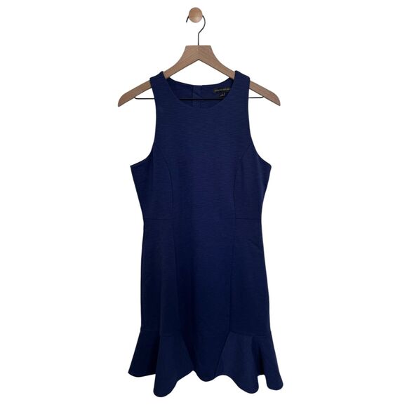 Banana Republic Blue Sleeveless Ponte Ruffle Hem Dress Size 4 - Picture 1 of 4